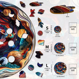 Wooden Puzzle for Adults-Wooden Puzzle Unique Shape Advanced 3D Universe Wooden Jigsaw Puzzle for Adults and Kids,Best Gift,Wood Puzzles,Challenge Wooden Jigsaw Puzzle (L-13.4 * 13.4in-300pcs) Welsky