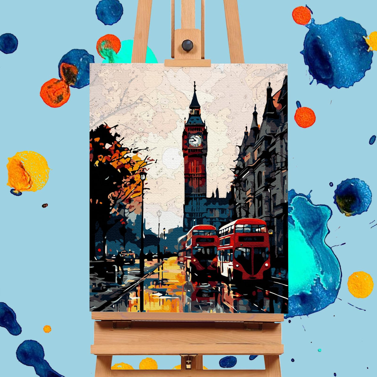 Paint by Numbers Kit for Adults Rolled Canvas - 16x20 Inch Big Ben Adult Paint by Number Kits on Canvas for Beginners, DIY Acrylic Oil Number Painting Kits with Gift Box for Home Wall Decor Gift Offito