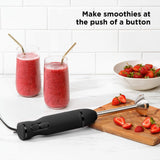 Chefman Immersion Stick Hand Blender Powerful Electric Ice Crushing 2-Speed Control Handheld Food Mixer, Purees, Smoothies, Shakes, Sauces and Soups, Black Chefman