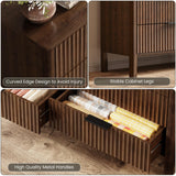 55" Wide Fluted 6 Drawer Dresser for Bedroom, Wooden Dresser Modern Chest of Drawers TV Stand Dressers with Organizer Storage for Bedroom, Living Room, Entryway, Hallway, Walnut MODNEST
