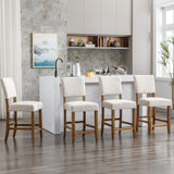 DAGONHIL 24 Inches Counter Height Bar Stools Set of 4, Upholstered Barstools with Wood Legs, Island Chairs for Kitchen Counter, Towel Cloth (Beige) DAGONHIL