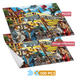 JOYZEXY Puzzles for Adults 500 Pieces, Pet School Bus 500 Piece Puzzle Family Game Funny Dog Jigsaw Puzzles JOYZEXY
