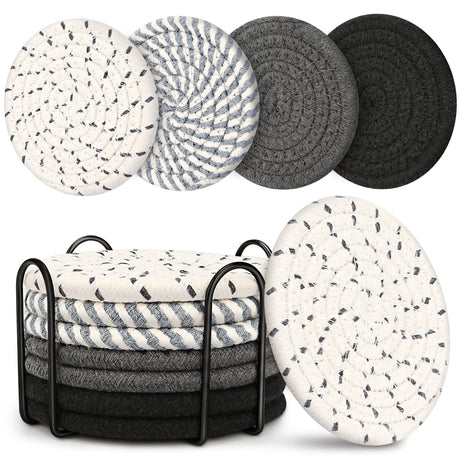 Coasters for Drinks, Coasters for Coffee Table, 8 Pack Coaster, Coasters for Drinks Absorbent, Boho Coasters, Coaster Set 4 - Color Cup Coasters, Coasters for Wooden Table, Living Room Decor Smgmg