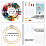 Caydo Embroidery Kit with Water Soluble Embroidery Stabilizer Including 2Pcs Embroidery Hoops, 100 Color Threads, Embroidery Fabric, and Cross Stitch Tool Embroidery Starter Kits for Adults Beginners Caydo