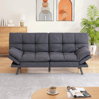 AMICLIBER Memory Foam Futon Sofa Bed Couch,Linen Fabric Convertible Futon Sofa Couch,Loveseat Sleeper Sofa Bed,Small Splitback Modern Sofa Bed for Living Room,Office,Apartment,Deep Grey - WoodArtSupply