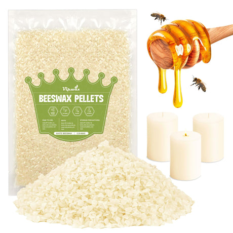 VIPwax White Beeswax Pellets 1LB, Natural Organic Beeswax, Beeswax for Candle Making, Body, Skin Care DIY, Lip Balm and Soap Making Supplies VIPwax