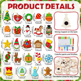 Mootycapa 24 Pcs Christmas DIY Wooden Magnets to Paint, Xmas Holiday Glow in The Dark Wood Painting Crafts, Santa Claus Fridge Magnets Craft Kits for Boys Girls Adults Family Home Party Activities Mootycapa