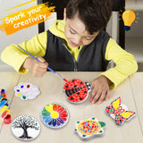 Weilim Paint Your Own Stepping Stones 5-Pack for Kids, Boys & Girls Ages 3-12, Butterfly, Turtle, Flower, Tree & Ladybug DIY Outdoor Garden Art & Craft Ceramic Painting Set Weilim