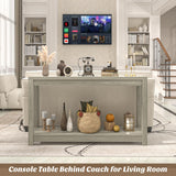Besiost 47" Farmhouse Wood Entryway Table Narrow Console Table with Storage Behind Couch Sofa Table with Shelves Entry Way Table with Open Storage, Easy Assembly, Classical Washed Oak Besiost