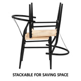 Yaheetech Set of 2 Weave Arm Chair Mid-Century Metal Dining Chair Y-Shaped Backrest Hemp Seat, Black Yaheetech