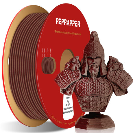 Reprapper Wood PLA, Wood Dual Color PLA Filament 1.75mm, 3D Printer Filament with Real Wood Fiber, Dark Mahogany/Walnut, 1000g RepRapper