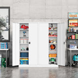 Fesbos Metal Storage Cabinet-71” Tall Steel File Cabinets with Lockable Doors and Adjustable Shelves-White Steel Storage Cabinet for Home,Kitchen, School, Office, Garage Fesbos