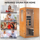 Real Relax Far Infrared Sauna Room 1 Person, Compact Hemlock Wooden Indoor Home Sauna Room with 950W 6pcs Low EMF Heating Plates Real Relax