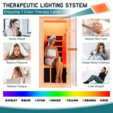 Albott Infrared Sauna 1 Person, Infrared Saunas for Home, 930W/110V Hemlock Wood Dry Sauna with Tourmaline Stone Foot Warmer, 7-Color Light Therapy, 2 Bluetooth Speakers, 27.2"x32.3"x61" Albott