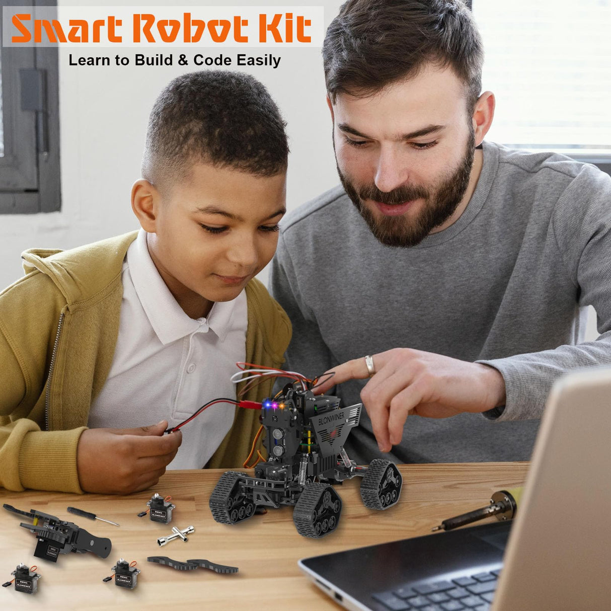 Smart Robot Kit, Robot Building Car kit for Raspberry Pi Python Coding, STEM Programming Robotic Arm Kit with Camera (Not Included Raspberry Pi Board) BLONWINER