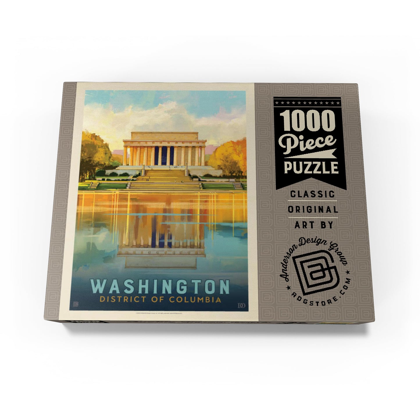 MyPuzzle Washington, DC: Lincoln Memorial, Vintage Poster - Premium 1000 Piece Jigsaw Puzzle for Adults