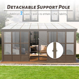 Domi 12x16FT All Season Sunroom, Outdoor Permanent Wall Mounted Solarium with Detachable Polycarbonate Windows, Aluminum Lean to Gazebo Sun Room with 2 Lockable Sliding Doors for Garden Patio Deck domi outdoor living