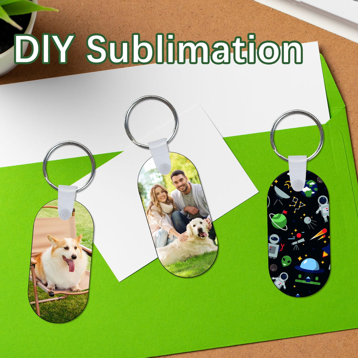 GEKIXUTP 120 Pcs Metal Sublimation Keychain Blanks Bulk，Double Sided Sublimation Blanks Keychain Heat Transfer Keychain Blanks，Sublimation Ornament Blanks （Oval） GEKIXUTP