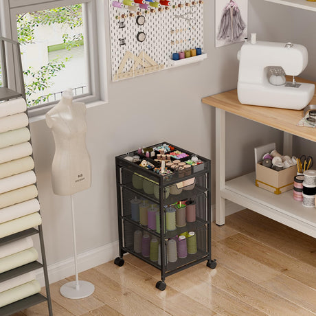 Rolling Utility Cart with 3 Drawers, Craft Organizer and Storage with DIY Divider, Lockable Wheels, Multi-Functional Storage for Art Supplies, Store for Brushes & Paints & Artifacts Small Parts Hayexiha