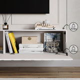 Living Skog Floating TV Stand Wall Mounted for Living Room and Bedroom, Media, Entertainment Center with Storage and Drawers Fits TV 50 55 60 65 inch Cabinet (Alessio White, 59 in) Living Skog