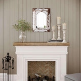 Sintosin Farmhouse Arched Mirrors for Wall Decor Living Room 16 X 12 Inch, Hanging Distressed Rectangular Carved Wood Frame Entryway Mirror, Handmade Antique Bathroom Mirrors for Over Sink Sintosin