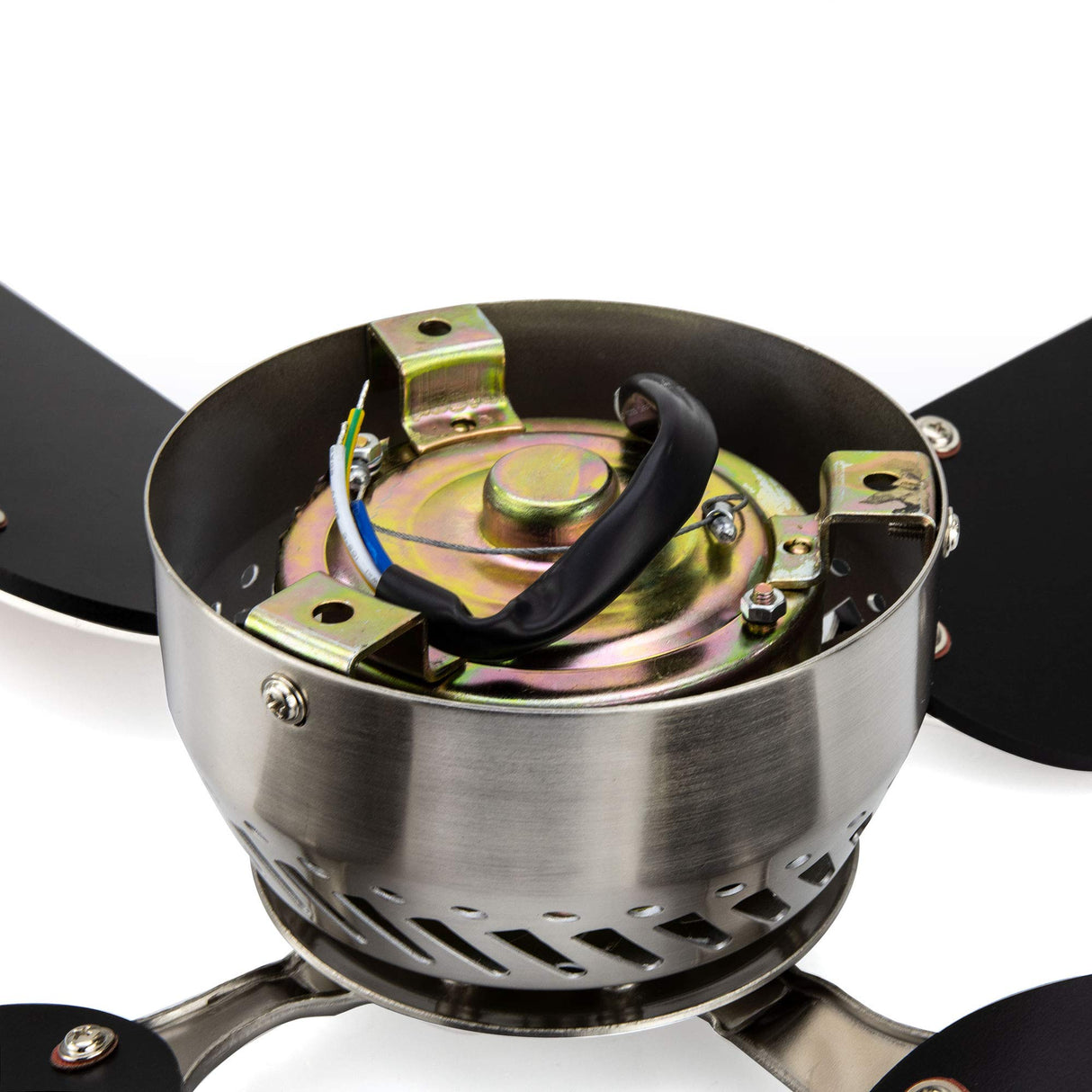 RecPro RV Ceiling Fan | 12V | 36" Brushed Nickel Finish | 4 Blades | Includes Switch (Oak) RecPro