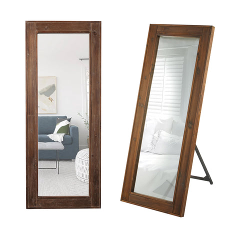 Sintosin Hanging Wood Full Length Wall Mirror 60" x 24", Farmhouse Large Standing Mirror Full Length, Leaning Floor Mirror Full Length, Tall Mirror Full Body Mirror Decorative for Bedroom Sintosin
