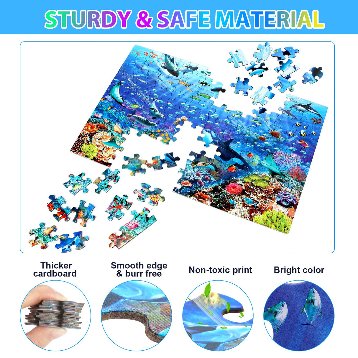 Puzzles for Kids Ages 4-8 6-8 8-10 Year Old - Underwater Scene - 100 Pieces Jigsaw Puzzle for Kids Learning Educational Puzzles for Boys Girls (with Sturdy Box) OSBOO