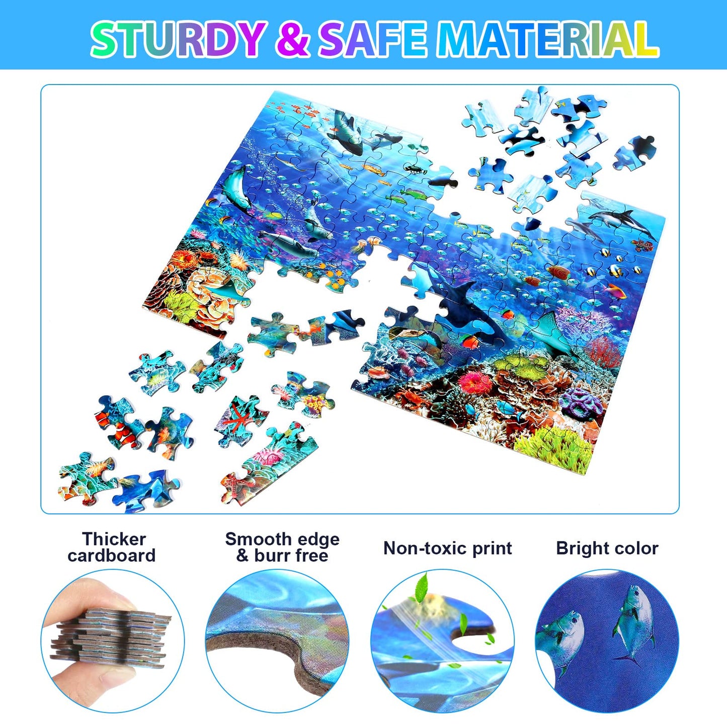 Puzzles for Kids Ages 4-8 6-8 8-10 Year Old - Underwater Scene - 100 Pieces Jigsaw Puzzle for Kids Learning Educational Puzzles for Boys Girls (with Sturdy Box)