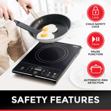 Mueller RapidTherm Portable Induction Cooktop, Hot Plate Electric Stove Top Burner 1800W, 8 Temp Levels up to 460°F, Auto-Off & Pot Detection, LED Display, Child Lock, 4 Programs, Burners for Cooking Mueller
