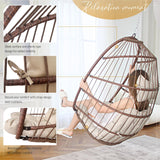 BULEXYARD Hanging Egg Chair Without Stand 350lbs Capacity, Brown Wicker Swing Egg Chair with Beige Cushion for Indoor/Outdoor Patio Porch Balcony, Foldable Hammock & Tree/Ceiling/Beam Mount BULEXYARD