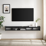 Walker Edison Zee Modern Floating Mounted Minimalist Stand for TVs up to 70 Inches, 65 Inch, Solid Black Walker Edison