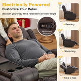 IPKIG 67" Power Reclining Loveseat Sofa, Electric Home Theater Seating with Console/4 Colors Ambient Lighting/Bluetooth Speakers/USB Ports/Built-in Outlets (Brown, Loveseat Recliner) IPKIG