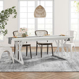 Tribesigns Farmhouse Dining Table for 6 People, 70.8-Inch Rectangular Wood Dining Table, Rustic Kitchen Table with Heavy Duty Metal Legs for Dining Room Tribesigns