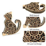 Multi-Layered Cat Decor, Farmhouse Wooden Cat Craft 4 Layer Rustic Kitten Self-Standing Statue Desktop Shelf Tier Tray Display Cat Lovers Gift 6'' Laisgee
