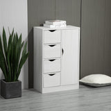 HOMCOM Freestanding Storage Cabinet, Bathroom Floor Cabinet with 4 Drawers and Door, White Wood Grain HOMCOM