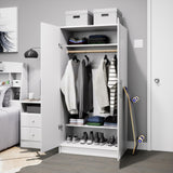 Prepac Armoir, Elite 32"W x 65"H x 24.5"D White Wardrobe Closet & Cabinet - Functional Clothes Storage with Hanging Rail, Armoire Wardrobe Prepac
