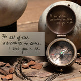 SFdizayn Photo Engraved Antique Brass Compass - Custom Working Handmade Compass Gift for Men with Customizable Leather Case and Wooden Box - Personalized Gift for Husband, Father, Boyfriend & Son SFdizayn