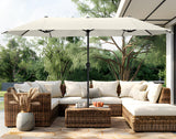 PHI VILLA 13ft Large Patio Umbrellas, Double-Sided Outdoor Market Rectangle Umbrella for Outside, Ivory PHI VILLA
