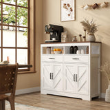 knoworld Buffet Sideboard with Storage Farmhouse with 4 Doors, 47'' Large Kitchen Storage Cabinet Wood Coffee Bar Cabinet Buffet Table with Shelves for Kitchen, Dining Room, Entryway knoworld