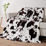 Cozy Bliss Cow Print Throw Blanket Non Shedding MilkyPlush™ Fleece 330GSM Thick Blankets Western Room Decor Super Soft Warm for Adults Kids Girl Gifts Bedroom Couch Sofa Travel Black Brown 50"x60" Cozy Bliss
