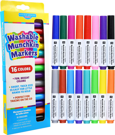 PETER PAUPER PRESS Studio Series Jr. Washable Munchkin Markers (set of 16 easy-to-clean, water-soluble colors) PETER PAUPER PRESS