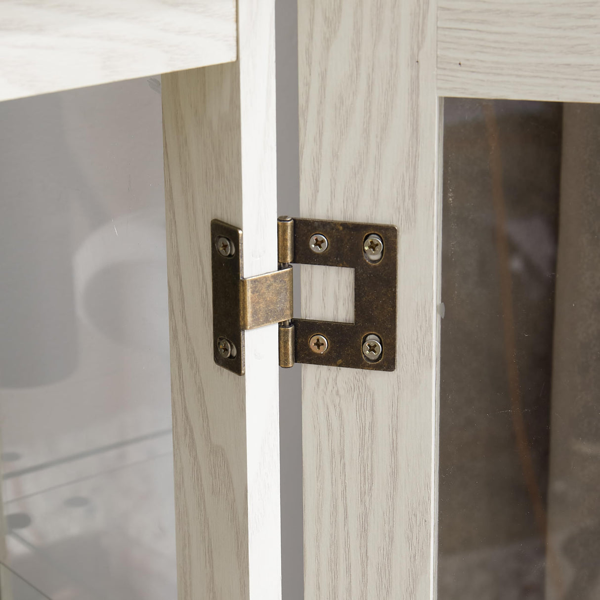 TRJQBCC 3-Tier Lighted Curio Display Cabinet, 47" H Glass Accent Storage Cabinet with Adjustable Glass Shelves & 1 Drawer, Wooden Wine Display Case with Mirrored Back Panel for Living Room (White) TRJQBCC