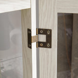 TRJQBCC 3-Tier Lighted Curio Display Cabinet, 47" H Glass Accent Storage Cabinet with Adjustable Glass Shelves & 1 Drawer, Wooden Wine Display Case with Mirrored Back Panel for Living Room (White) TRJQBCC