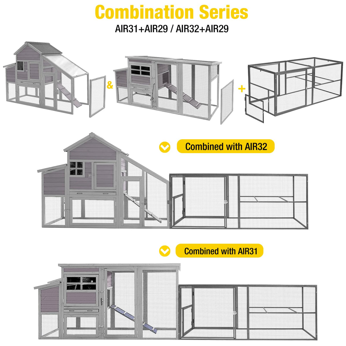 Chicken Coop Run Large Metal Frame Extension Outdoor 14.3ft²Lockable Playpen for Chicken, Rabbit, Duck, Run Only Aivituvin