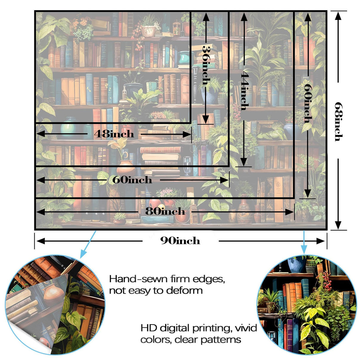Accnicc Botanical Bookshelf Tapestry Lush Green Plant Book Shelf Tapestries Wall Hanging Art Vintage Retro Potted Plants Academics Library Book Tapestry for Bedroom Living Room Dorm 80 x 60 inch Accnicc