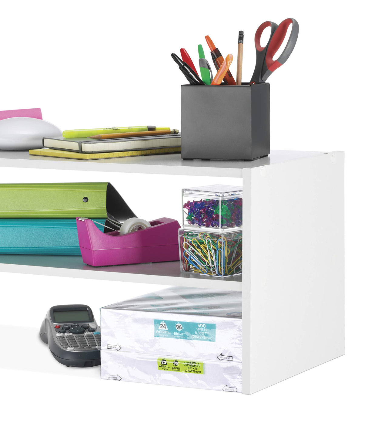 Whitmor Stackable 31" Extra Wide 2-Shelf Storage Organizer, White Whitmor