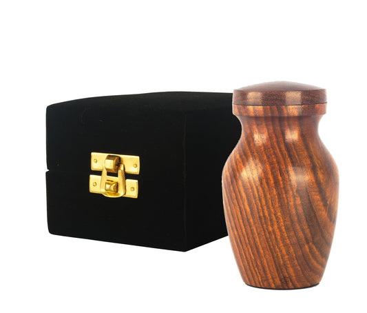 ZIYA Wooden Small Keepsake Cremation Urn for Human Ashes with black Velvet Case - Memorials Mini Sharing Personal Funeral Urn for Pet or Human Ashes Token - WoodArtSupply