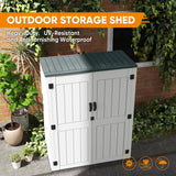 ZYJOYY 4.5 x 5.7 FT Outdoor Storage Shed, 59 Cuft Outside Waterproof Storage Cabinet, HDPE Resin Plastic 385 Gallon Outdoor Storage Container, Vertical Lockable Storage Shed, Light Grey ZYJOYY
