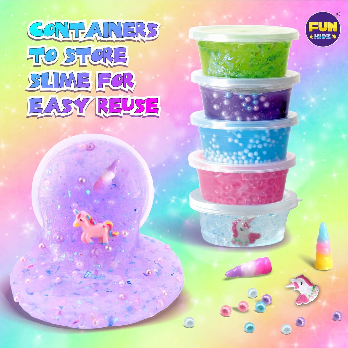 Fluffy Unicorn Slime Kit for Girls, FunKidz Cloud Slime Gift for Ages 6+ Kids Fun Slime Making Kit Awesome Craft Toy Birthday Present Ideas FUN KIDZ